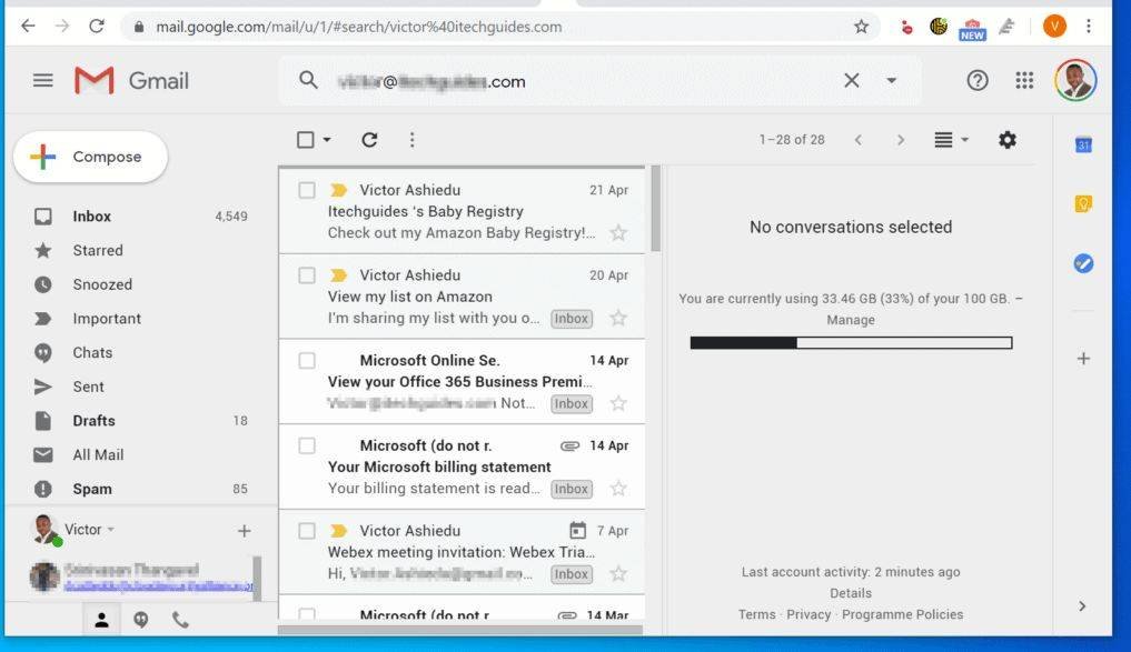 can mailbird sort inbox by sender
